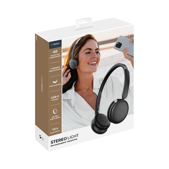 Беспроводные накладные наушники Stereo Light, BT 5.4, 300 мАч-5