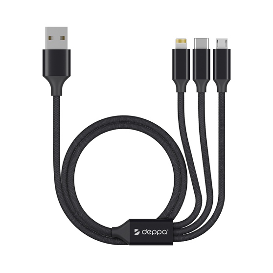 Дата-кабель 3 в 1: micro USB, USB-C, Ligthning, алюминий, 1.2м-1