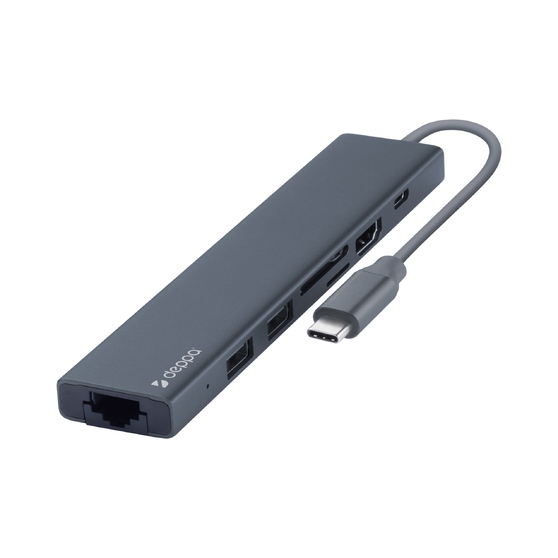 USB Type-C хаб 7-в-1, HDMI, Power Delivery, 2xUSB 3.0, RJ45, microSD/SD-1