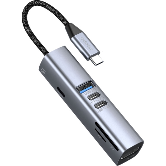 USB-хаб 7 в 1 USB-C - USB-A3.0 + 2хUSB-C + USB-C PD100Вт + HDMI + SD + microSD-1