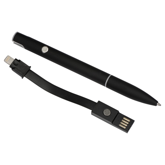 Ручка металлическая шариковая «Connect» с кабелем USB 2 в 1-5