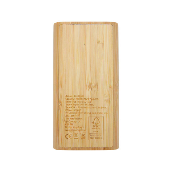Портативное зарядное устройство «Tulda» из бамбука, 20000 mAh-2