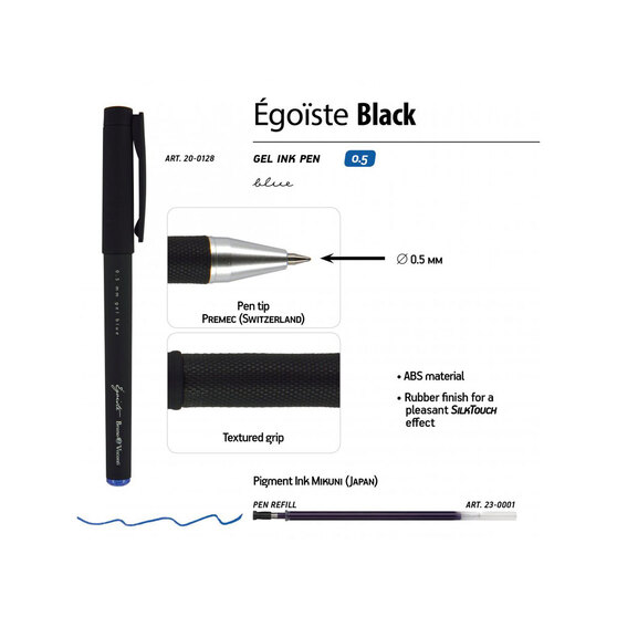 Ручка пластиковая гелевая «Egoiste Black» с лого бренда-2