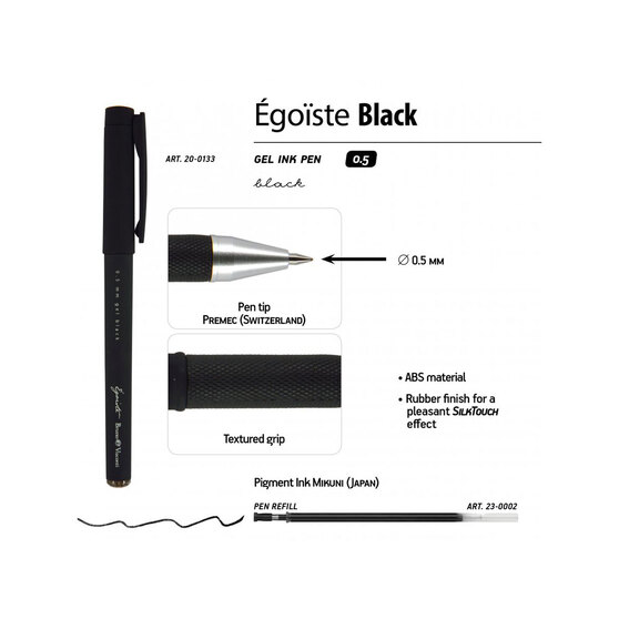 Ручка пластиковая гелевая «Egoiste Black» с лого бренда-2
