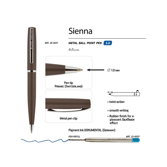 Ручка металлическая шариковая «Sienna», софт-тач-2