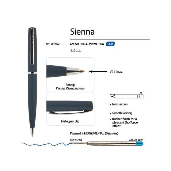 Ручка металлическая шариковая «Sienna», софт-тач-2