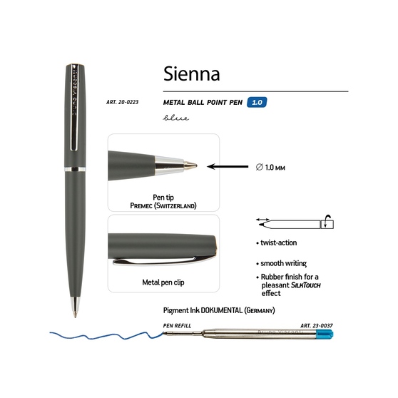 Ручка металлическая шариковая «Sienna», софт-тач-2