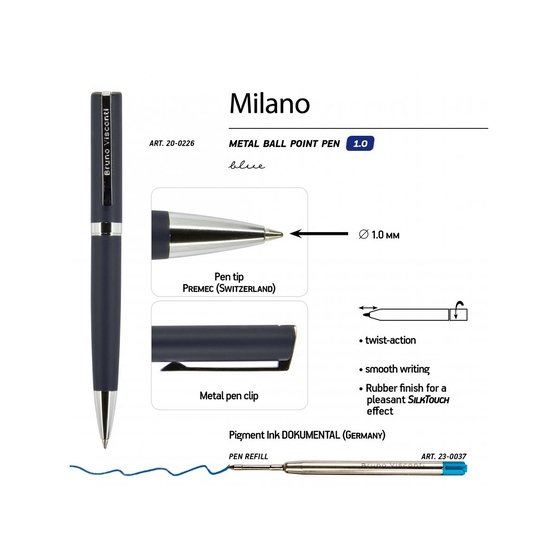 Ручка металлическая шариковая «Milano»-2