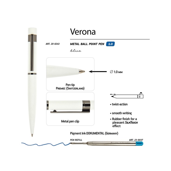Ручка металлическая шариковая «Verona», софт-тач-2