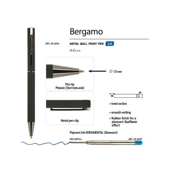 Ручка металлическая шариковая «Bergamo»-2
