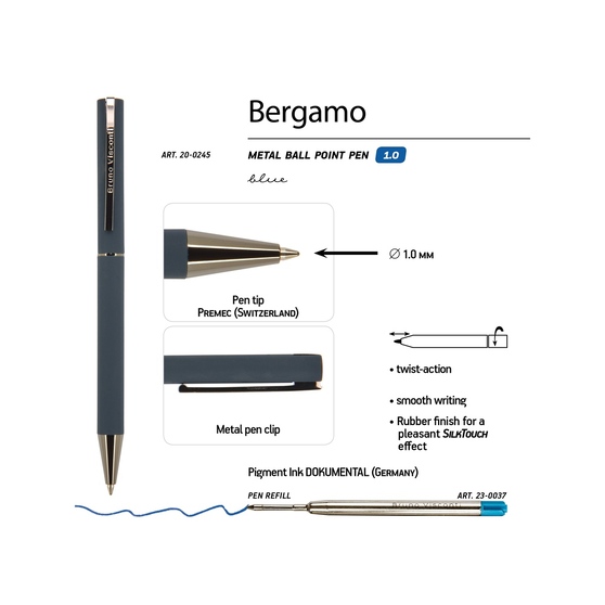 Ручка металлическая шариковая «Bergamo»-2
