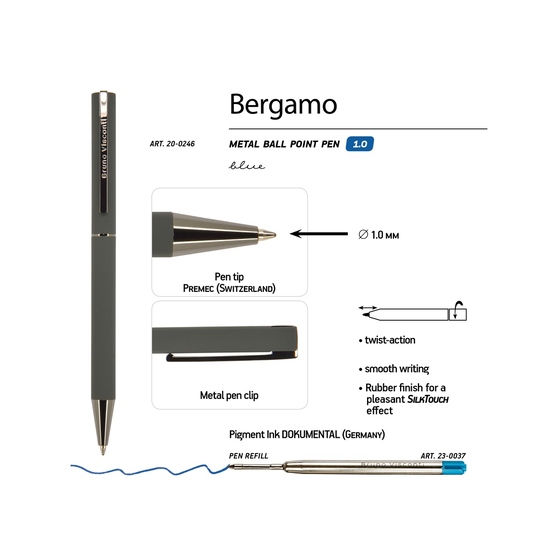 Ручка металлическая шариковая «Bergamo»-2