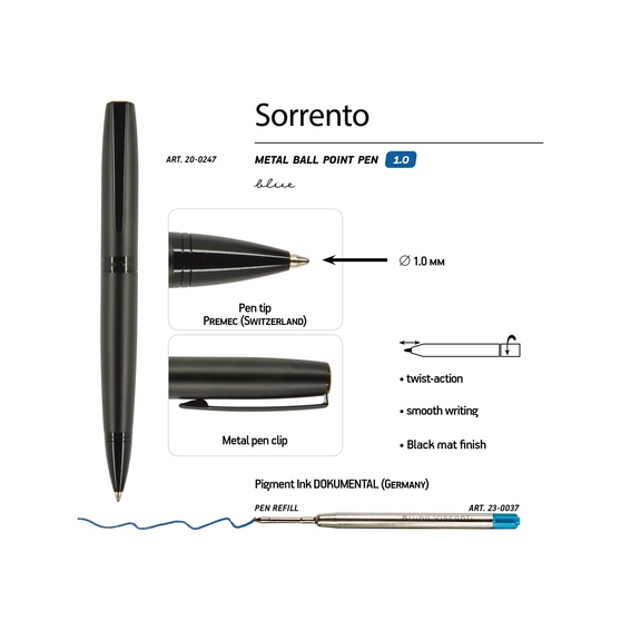 Ручка металлическая шариковая «Sorento»-2