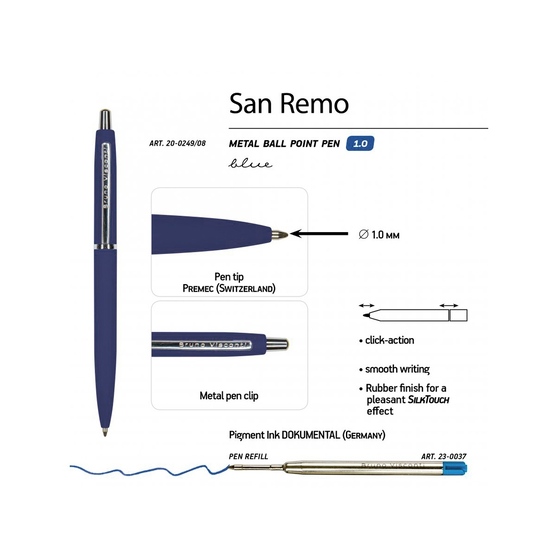 Ручка металлическая шариковая «San Remo», софт тач-2