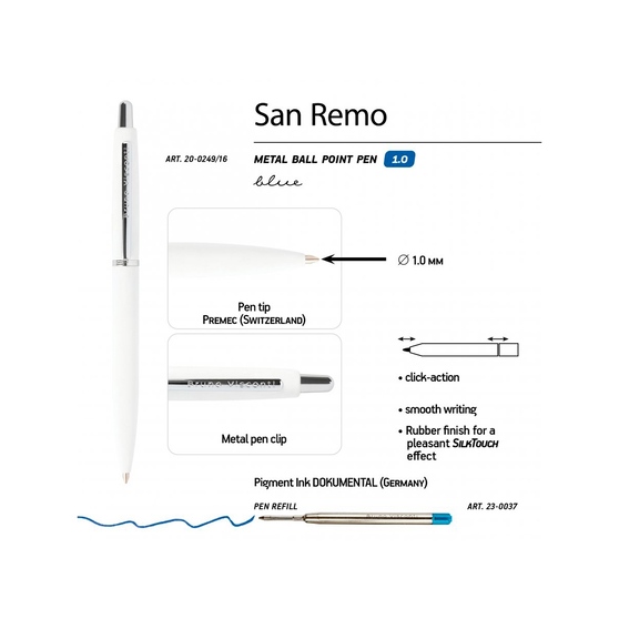 Ручка металлическая шариковая «San Remo», софт тач-2