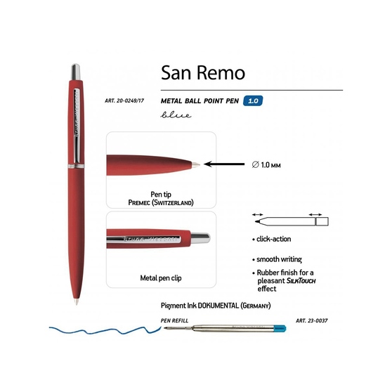 Ручка металлическая шариковая «San Remo», софт тач-2