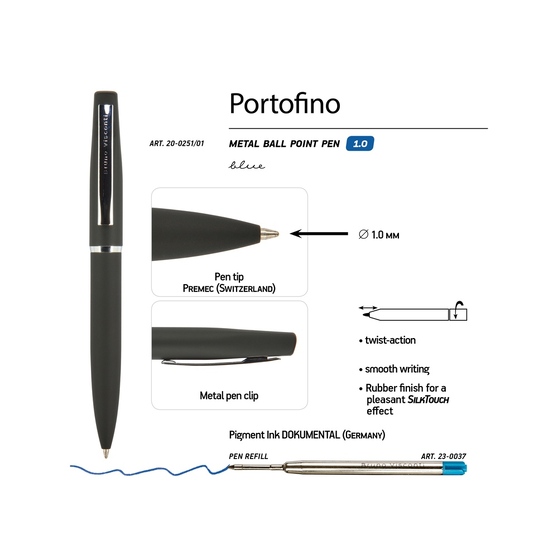 Ручка металлическая шариковая «Portofino»-2