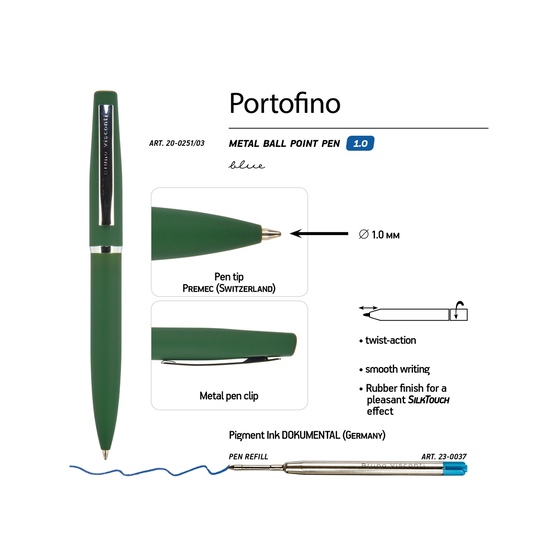 Ручка металлическая шариковая «Portofino»-2