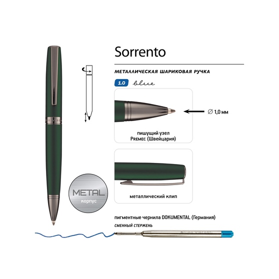Ручка металлическая шариковая «Sorento»-2