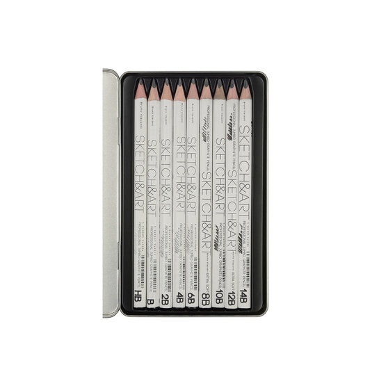 Набор из 9 утолщенных чернографитовых карандашей «Sketch & Art» HB - 14B-2
