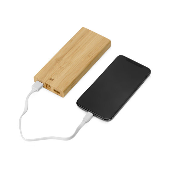 Внешний беспроводной аккумулятор из бамбука «Bamboo Air», 10000 mAh-1