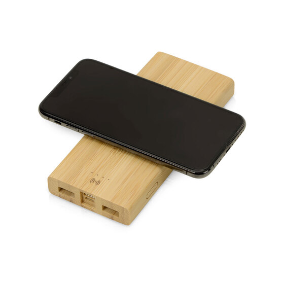 Внешний беспроводной аккумулятор из бамбука «Bamboo Air», 10000 mAh-2
