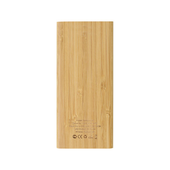 Внешний беспроводной аккумулятор из бамбука «Bamboo Air», 10000 mAh-4