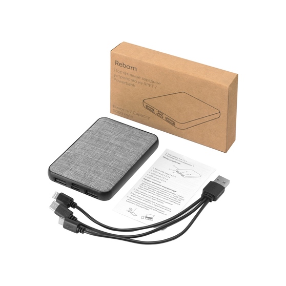 Внешний аккумулятор из rPET «Reborn», 5000 mAh-8