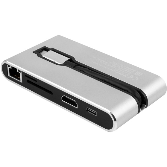 Хаб 8-в-1 Type-C «Hermes», USB 3.0 x 3, Type-C PD, HDMI, LAN, картридер-2