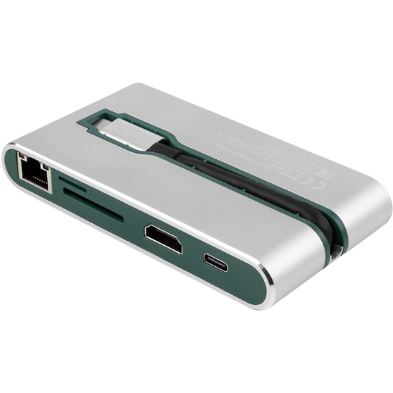 Хаб 8-в-1 Type-C «Hermes», USB 3.0 x 3, Type-C PD, HDMI, LAN, картридер-2