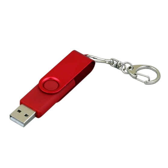 USB 2.0- флешка промо на 64 Гб с поворотным механизмом и однотонным металлическим клипом-1