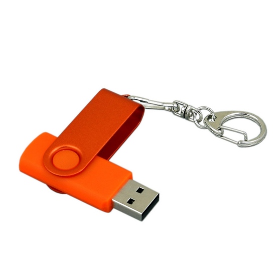 USB 2.0- флешка промо на 64 Гб с поворотным механизмом и однотонным металлическим клипом-2