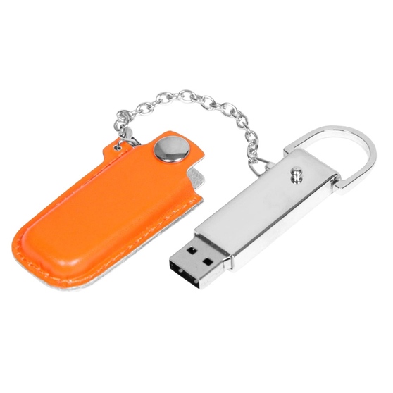 USB 2.0- флешка на 16 Гб в массивном корпусе с кожаным чехлом-1