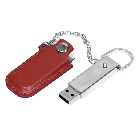 USB 2.0- флешка на 32 Гб в массивном корпусе с кожаным чехлом-1