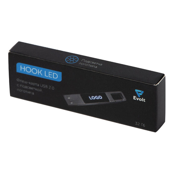 USB 2.0- флешка на 32 Гб c подсветкой логотипа «Hook LED»-9