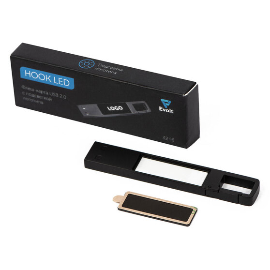 USB 2.0- флешка на 32 Гб c подсветкой логотипа «Hook LED»-8