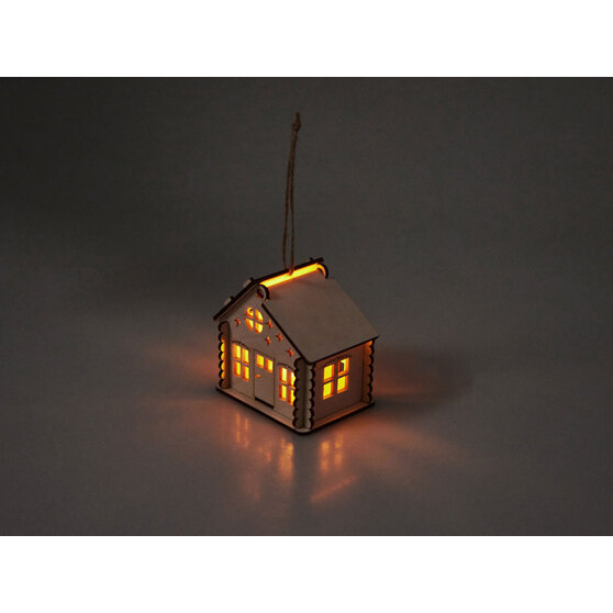 Деревянная подвеска на елку с подсветкой «Lumihut»-1