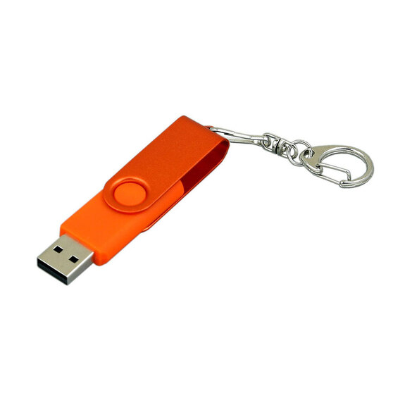 USB 3.0- флешка промо на 128 Гб с поворотным механизмом и однотонным металлическим клипом-1