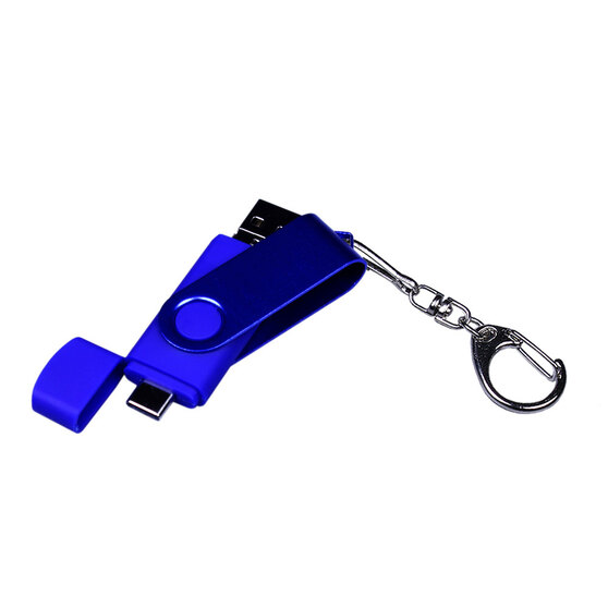 USB 2.0/micro USB/Type-С- флешка на 16 Гб 3-в-1 с поворотным механизмом-3