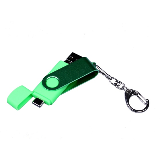 USB 2.0/micro USB/Type-С- флешка на 16 Гб 3-в-1 с поворотным механизмом-3