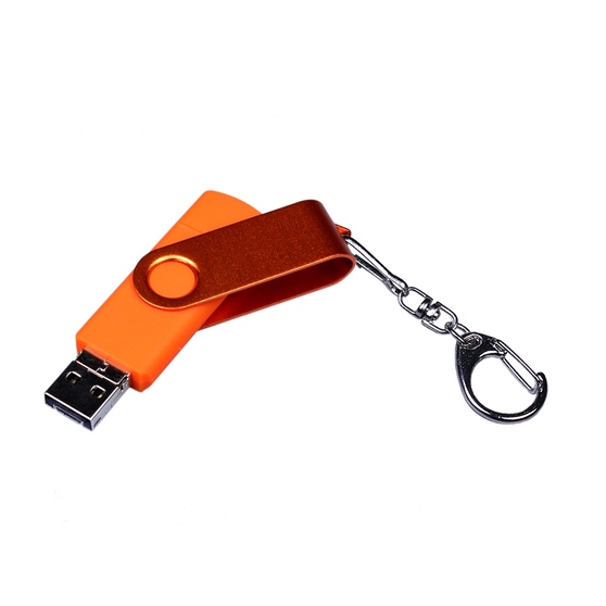 USB 2.0/micro USB/Type-С- флешка на 16 Гб 3-в-1 с поворотным механизмом-1