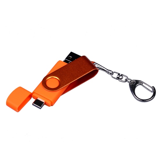 USB 2.0/micro USB/Type-С- флешка на 16 Гб 3-в-1 с поворотным механизмом-3