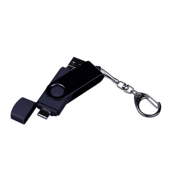 USB 2.0/micro USB/Type-С- флешка на 32 Гб 3-в-1 с поворотным механизмом-3