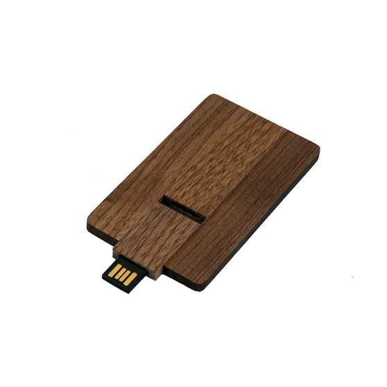 USB 2.0- флешка на 16 Гб в виде деревянной карточки с выдвижным механизмом-1
