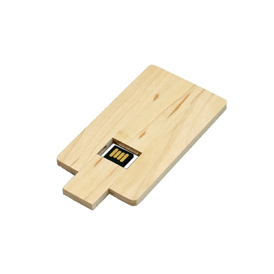 USB 2.0- флешка на 16 Гб в виде деревянной карточки с выдвижным механизмом-2