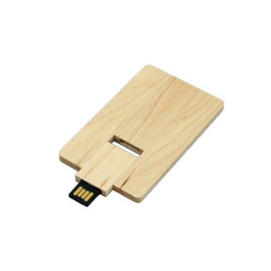 USB 2.0- флешка на 8 Гб в виде деревянной карточки с выдвижным механизмом-1