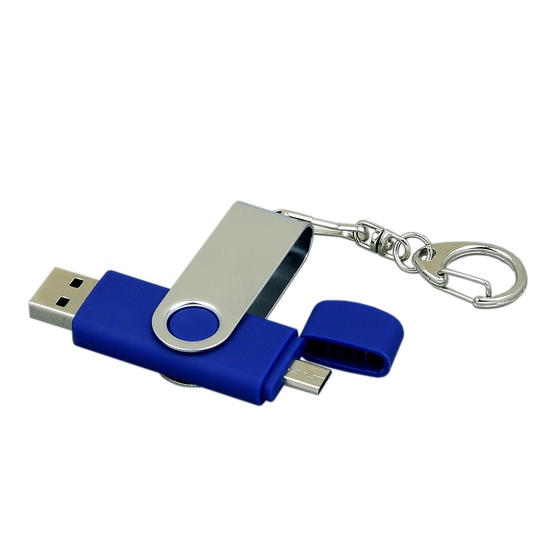 USB 2.0- флешка на 16 Гб с поворотным механизмом и дополнительным разъемом Micro USB-1