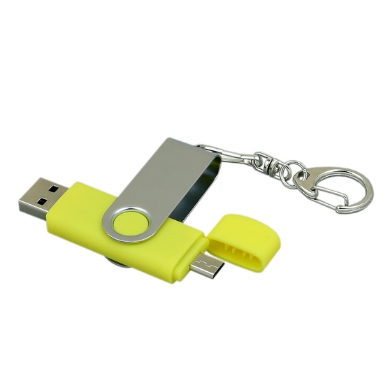 USB 2.0- флешка на 16 Гб с поворотным механизмом и дополнительным разъемом Micro USB-1