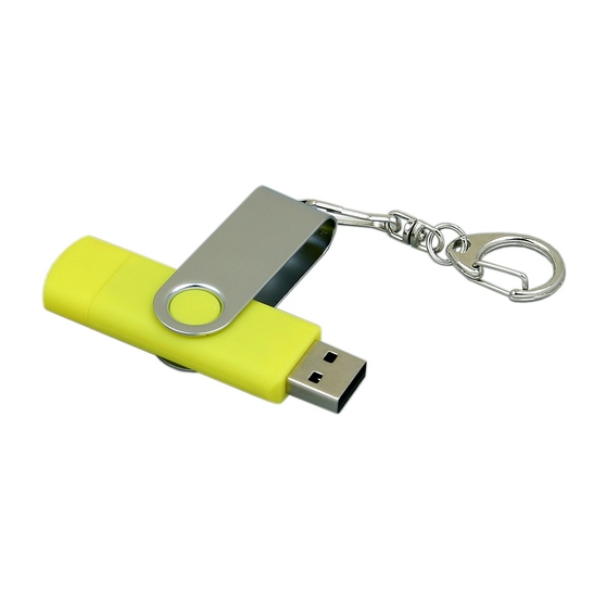 USB 2.0- флешка на 16 Гб с поворотным механизмом и дополнительным разъемом Micro USB-2