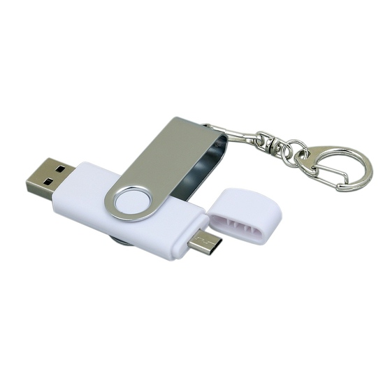 USB 2.0- флешка на 16 Гб с поворотным механизмом и дополнительным разъемом Micro USB-1